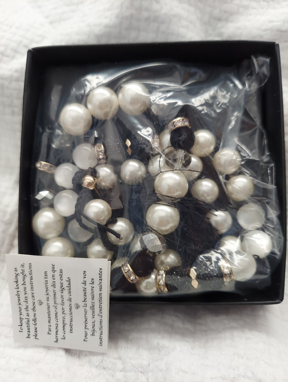 Cultured Pearl-Look Stretch Bracelet Set - White Pearls